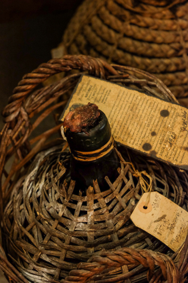 flask in wine basket